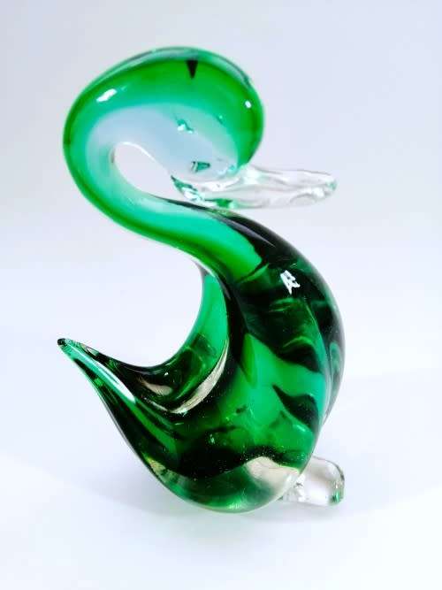 Murano Art Glass Large Green Duck Goose Bird