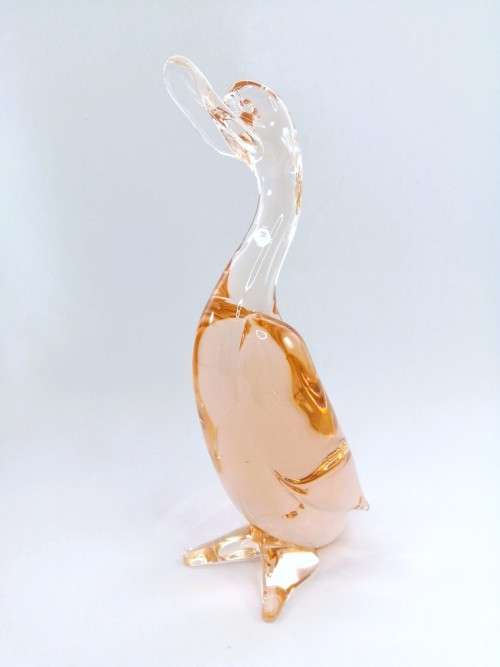 Murano Art Glass Large Pink Peach Duck Goose Bird