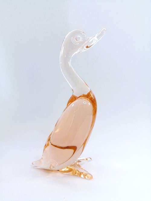 Murano Art Glass Large Pink Peach Duck Goose Bird