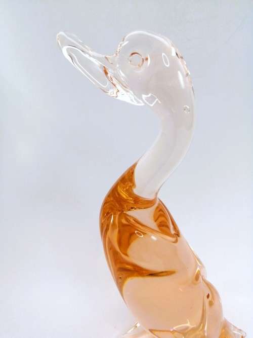 Murano Art Glass Large Pink Peach Duck Goose Bird