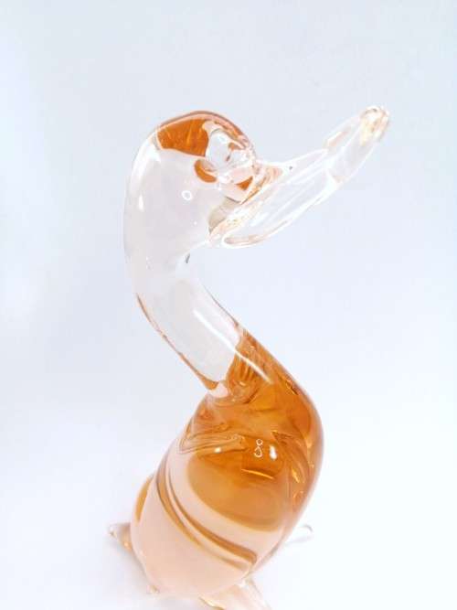 Murano Art Glass Large Pink Peach Duck Goose Bird