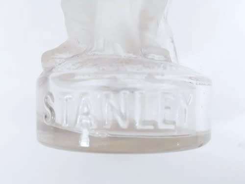 French clear and frosted glass military figurine bottle inscribed STANLEY, circa 1900