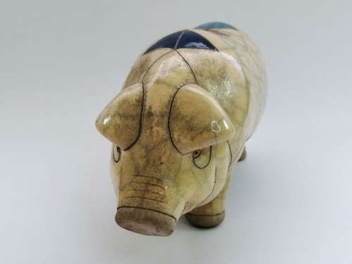 Fantastic Large Raku Pottery Pig