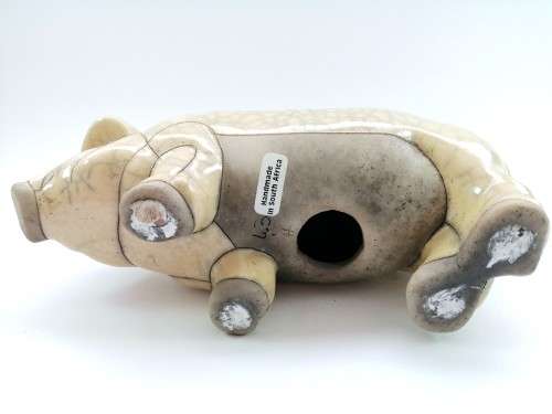 Fantastic Large Raku Pottery Pig