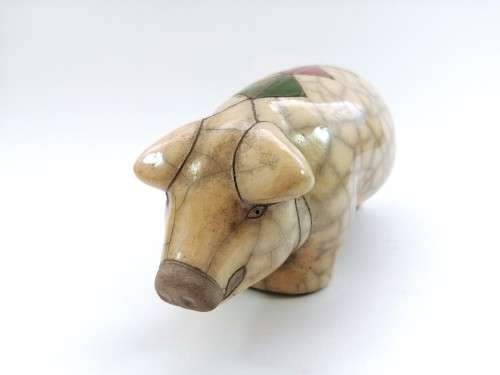 Fantastic Medium Raku Pottery Pig