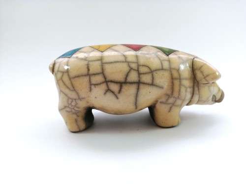 Fantastic Medium Raku Pottery Pig