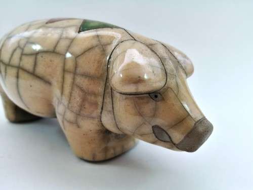 Fantastic Medium Raku Pottery Pig