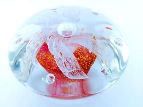 Stunning vibrant detailed large glass paperweight