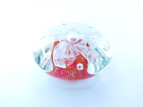 Stunning vibrant detailed large glass paperweight
