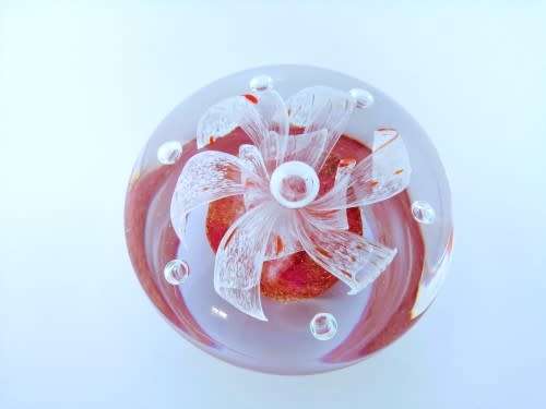 Stunning vibrant detailed large glass paperweight