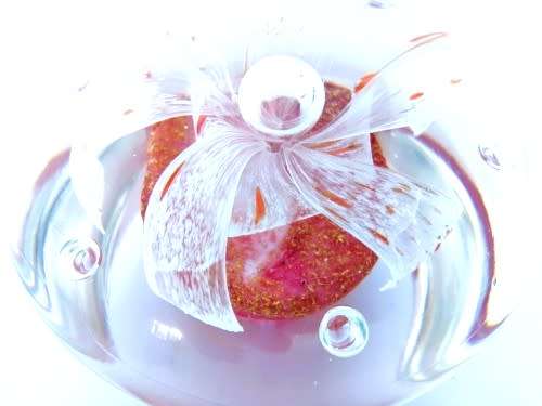 Stunning vibrant detailed large glass paperweight