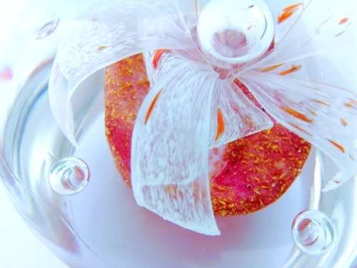 Stunning vibrant detailed large glass paperweight