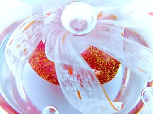 Stunning vibrant detailed large glass paperweight