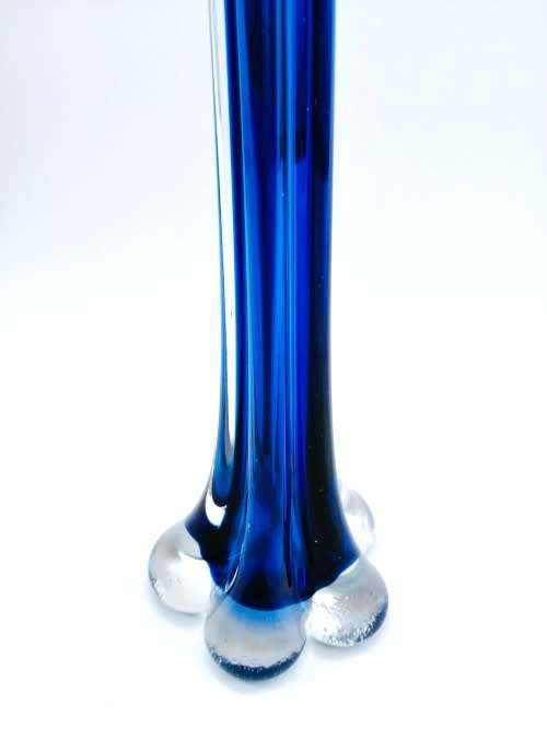 Vintage Tall Blue Thin Glass Bud Vase