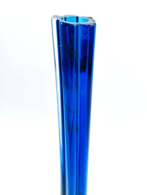 Vintage Tall Blue Thin Glass Bud Vase