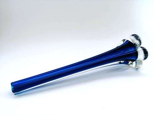 Vintage Tall Blue Thin Glass Bud Vase
