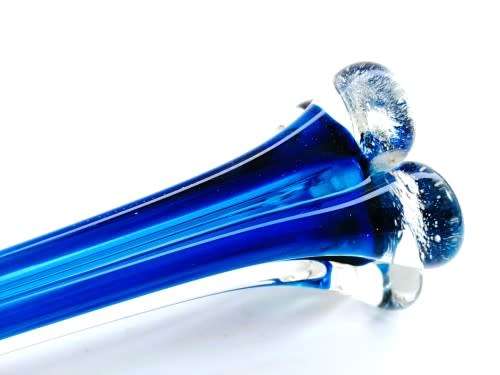 Vintage Tall Blue Thin Glass Bud Vase