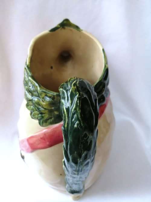 Emperor Pig Carrying a Ham- Antique Majolica Jug Pitcher French