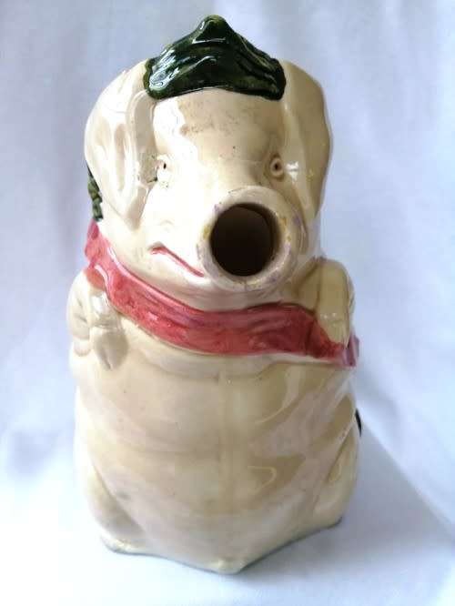 Emperor Pig Carrying a Ham- Antique Majolica Jug Pitcher French
