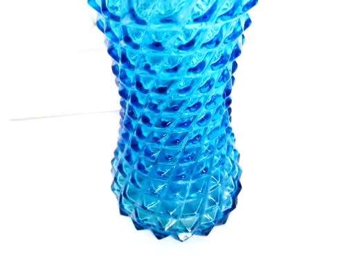 Vintage Empoli Blue Teal glass Genie bottle Bubble decanter with lid