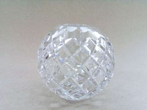 Heavy Quality Rose Cut Glass Crystal Orb Globe Spherical Round Bowl Vase