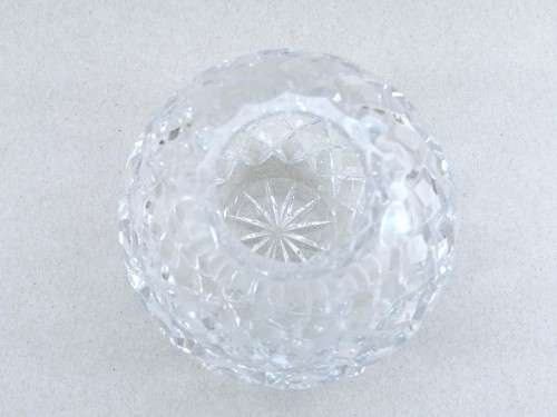 Heavy Quality Rose Cut Glass Crystal Orb Globe Spherical Round Bowl Vase