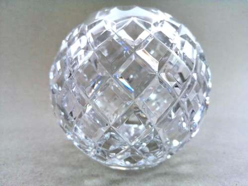 Heavy Quality Rose Cut Glass Crystal Orb Globe Spherical Round Bowl Vase
