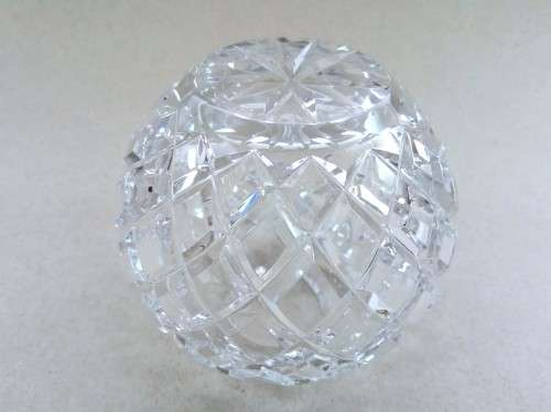 Heavy Quality Rose Cut Glass Crystal Orb Globe Spherical Round Bowl Vase