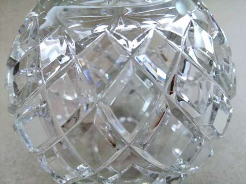 Heavy Quality Rose Cut Glass Crystal Orb Globe Spherical Round Bowl Vase