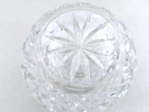 Heavy Quality Rose Cut Glass Crystal Orb Globe Spherical Round Bowl Vase