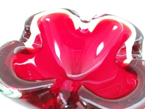Large Murano Hand Blown Glass Red Dish Bowl