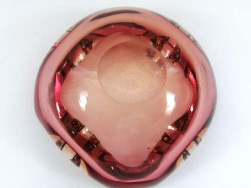 Large Murano Hand Blown Glass Pink and Blue Dish Bowl