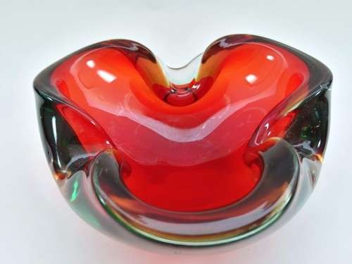 Murano Hand Blown Glass Red Dish Bowl
