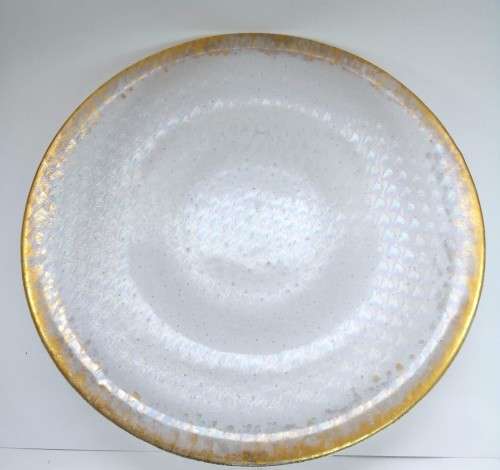 X-Large iridescent glass centerpiece plate with bubbles