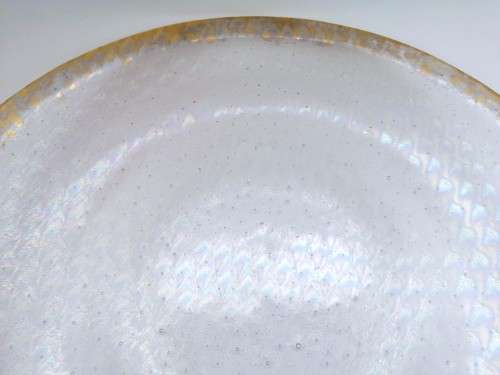 X-Large iridescent glass centerpiece plate with bubbles