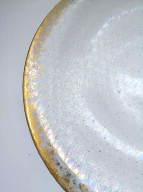 X-Large iridescent glass centerpiece plate with bubbles