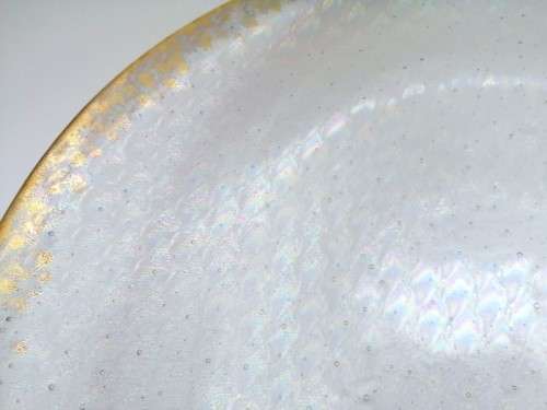X-Large iridescent glass centerpiece plate with bubbles