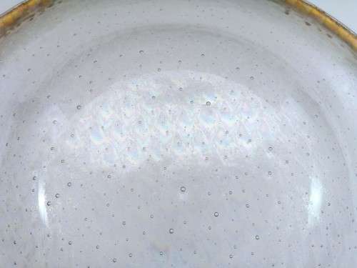 X-Large iridescent glass centerpiece plate with bubbles