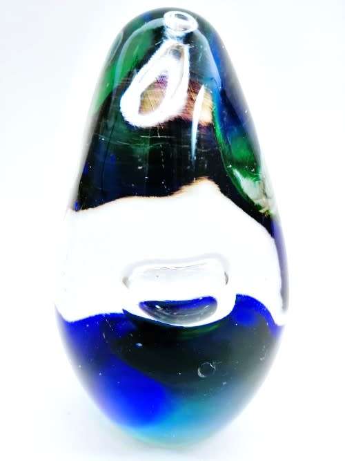 Stunning vibrant detailed Blue and Green glass paperweight