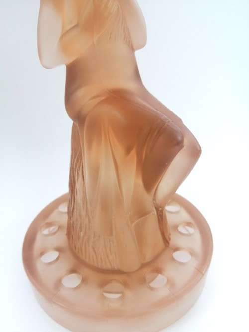 Large Draped Lady frosted pink Flower Frog Posy by Cambridge Glass Co.