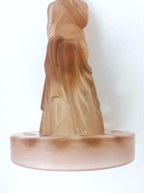 Large Draped Lady frosted pink Flower Frog Posy by Cambridge Glass Co.