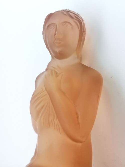 Large Draped Lady frosted pink Flower Frog Posy by Cambridge Glass Co.