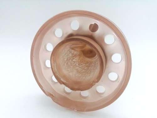 Large Draped Lady frosted pink Flower Frog Posy by Cambridge Glass Co.