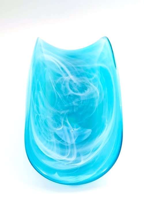 In the Exceptional Style of Kosta Boda is a Turquoise and White Swirled Glass Wrap