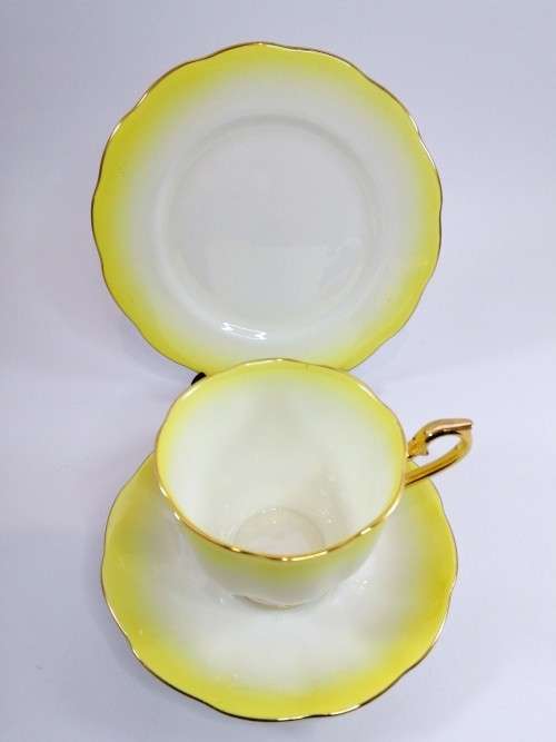 Royal Albert ` RAINBOW ` Yellow Hampton shape Tea Cup Saucer and Plate Fine Bone China England