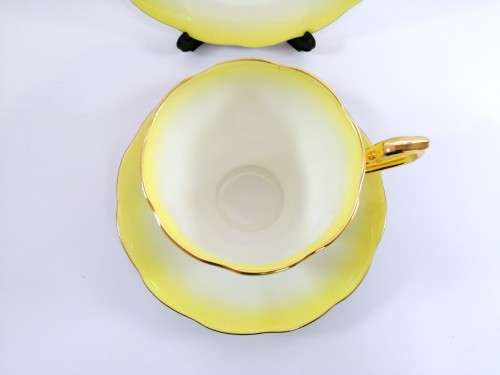 Royal Albert ` RAINBOW ` Yellow Hampton shape Tea Cup Saucer and Plate Fine Bone China England
