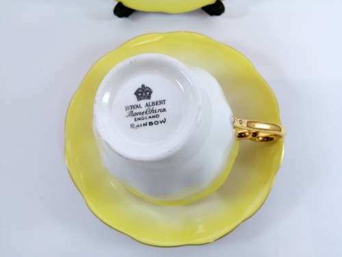 Royal Albert ` RAINBOW ` Yellow Hampton shape Tea Cup Saucer and Plate Fine Bone China England