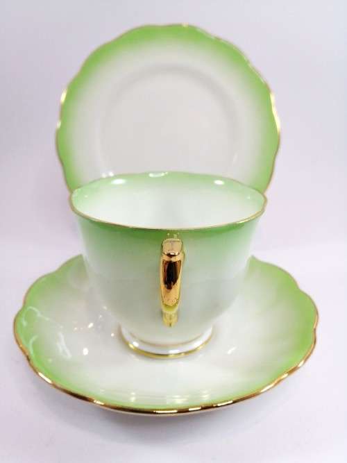 Royal Albert ` RAINBOW ` Green Hampton shape Tea Cup Saucer and Plate Fine Bone China England