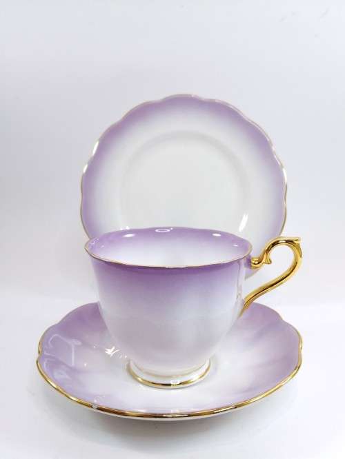 Royal Albert ` RAINBOW ` Lilac Hampton shape Tea Cup Saucer and Plate Fine Bone China England