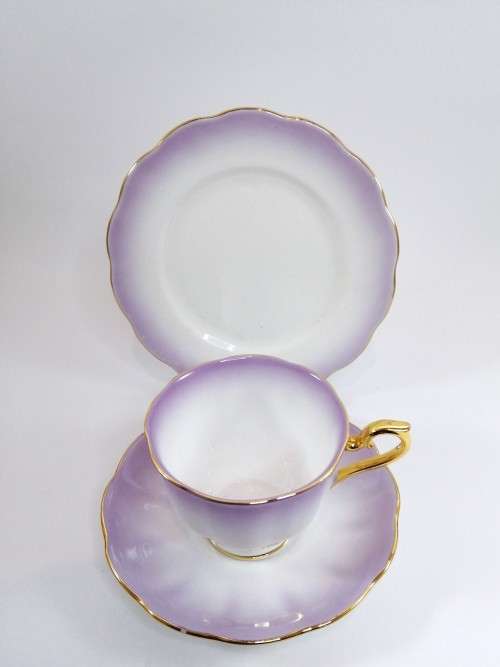 Royal Albert ` RAINBOW ` Lilac Hampton shape Tea Cup Saucer and Plate Fine Bone China England